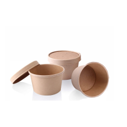 Wieczko papierowe do pojemnika na zupę 350 ml brązowe 