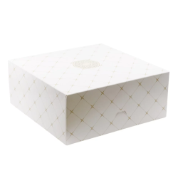 Pudełko cukiernicze na ciasto z nadrukiem klasycznym ROZETA 300x300x125 mm /A80
