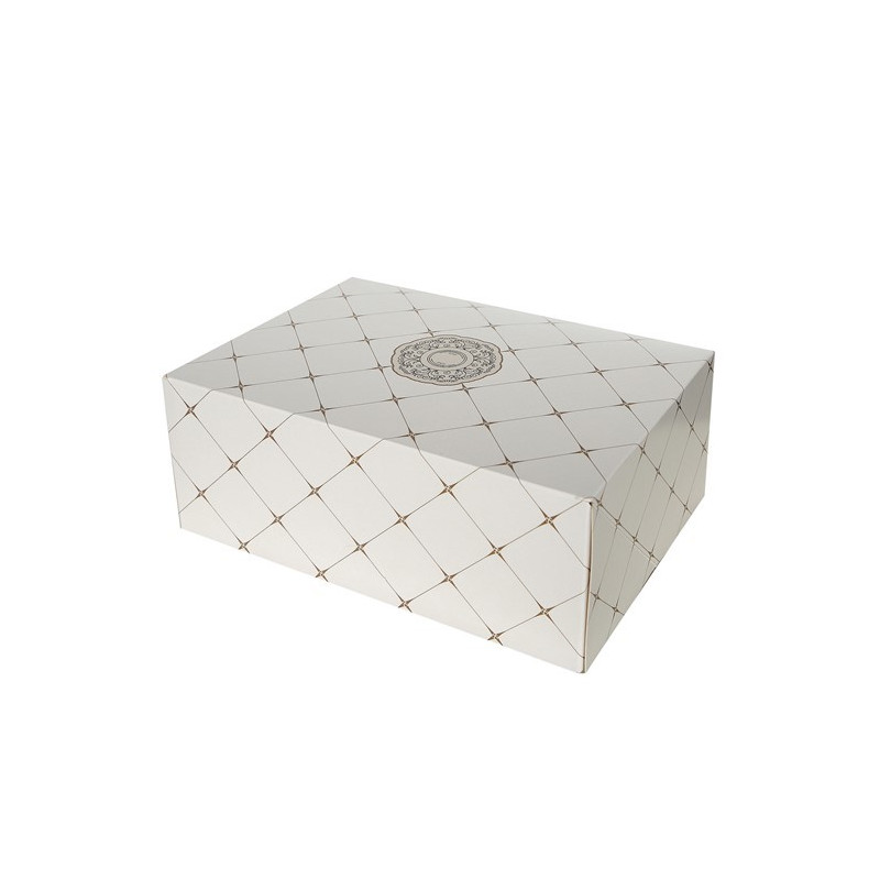 Pudełko cukiernicze na ciasto z nadrukiem klasycznym ROZETA 210x140x70 mm /A200