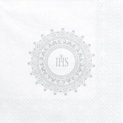 Serwetka komunijna biała z nadrukiem