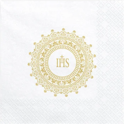 Serwetka komunijna biała z nadrukiem