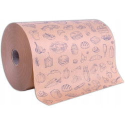 Papier pakowy z nadrukiem "Smacznego" tłuszczoodporny 1 rolka 35cm
