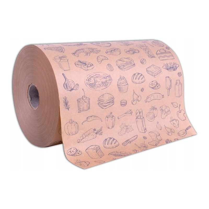 Papier pakowy z nadrukiem "Smacznego" tłuszczoodporny 1 rolka 35cm