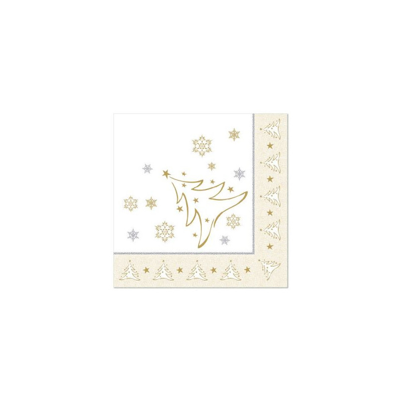 Serwetki dekoracyjne składane ŚWIĘTA biało-złote /A50